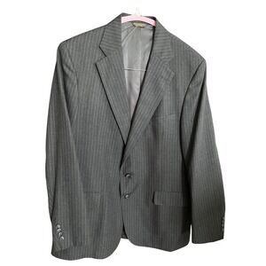 Classic Pinstripe Suit Charcoal Wool Blend John Weitz Palm Beach 46R Big Tall